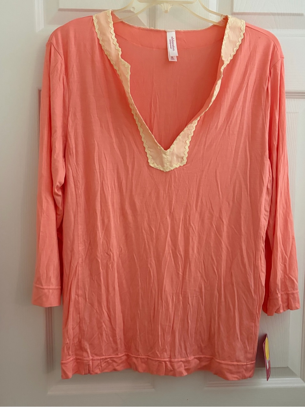 NWOT Coral V-Neck Tunic  and Sleep Short with Cream Trim